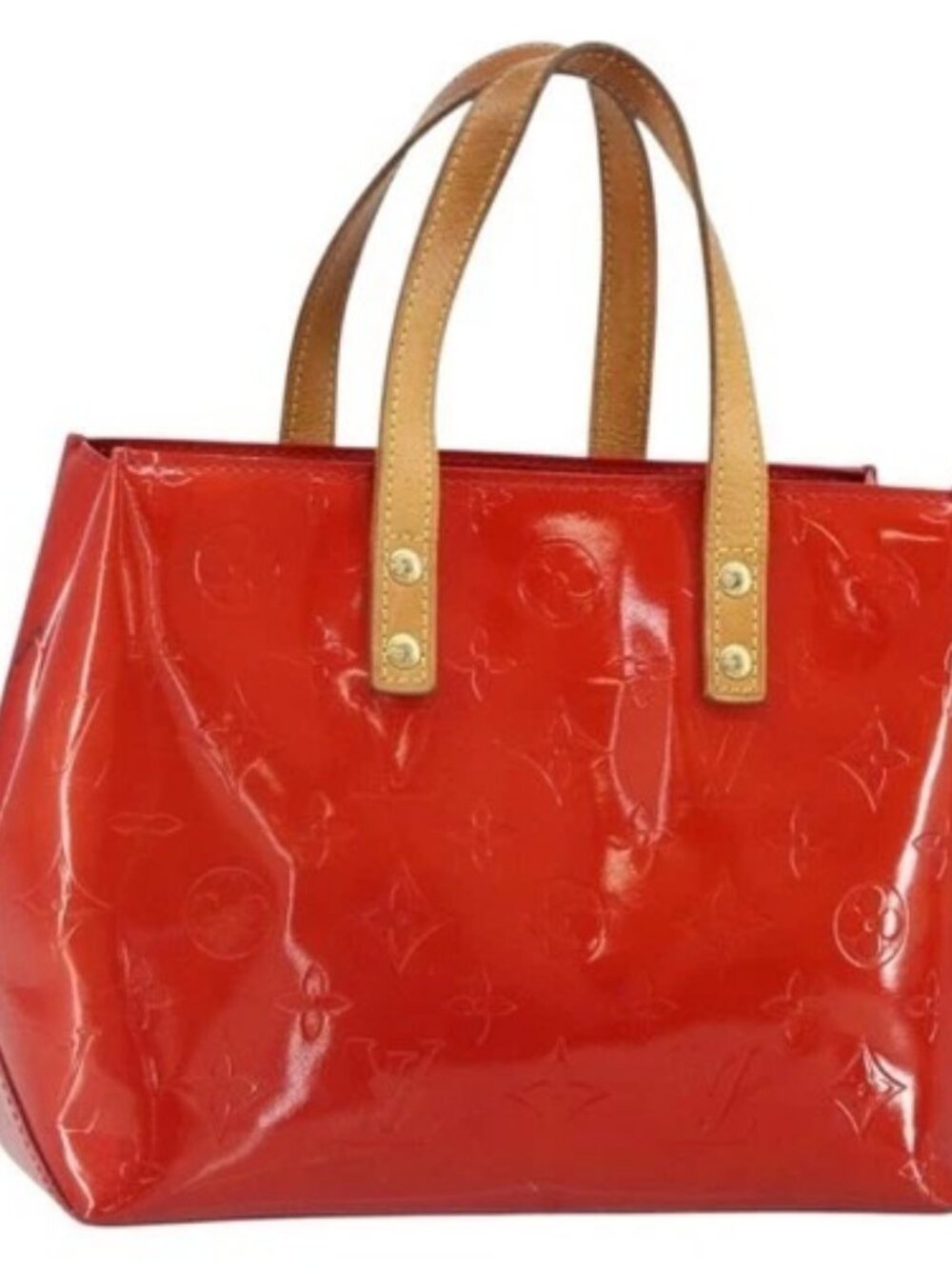 LOUIS VUITTON Monogram Vernis Reade PM Hand Bag Red Rouge M91088 LV Auth gh1641